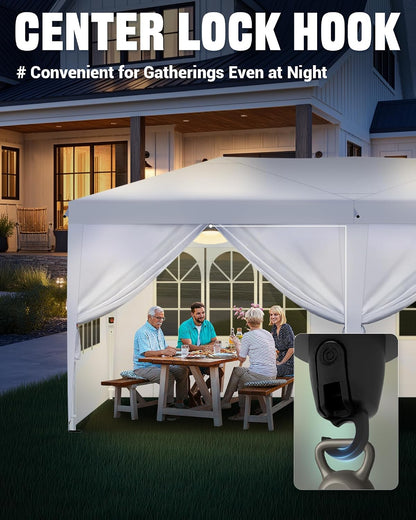 Acepic 10x20 Pop Up Canopy with 6 Removable Sidewalls, White, 10x20