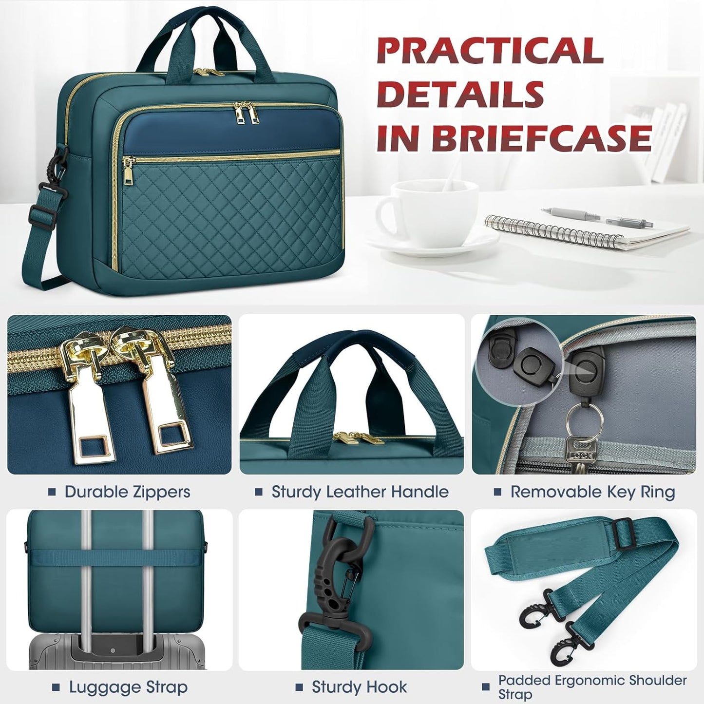 Laptop Bag 17 Inch Laptop Briefcase for Women Waterproof Computer Messenger Bag Professional Laptop Case for Business Work - PuriLite
