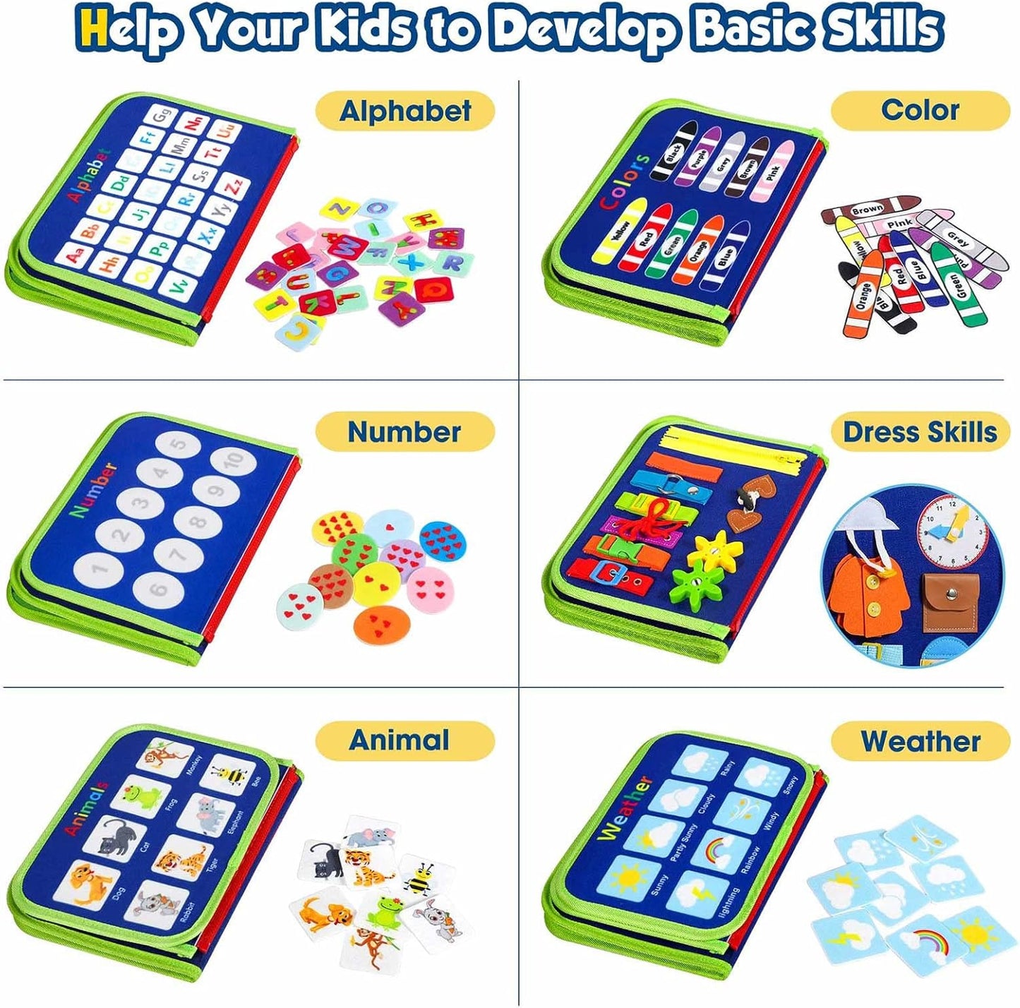 Winblo Toddler Busy Board - Montessori Toys for Toddler Girl Birthday Gift, Educational Learning Sensory Busy Book for Girls, Airplane Car Travel Activities Toy for Toddlers