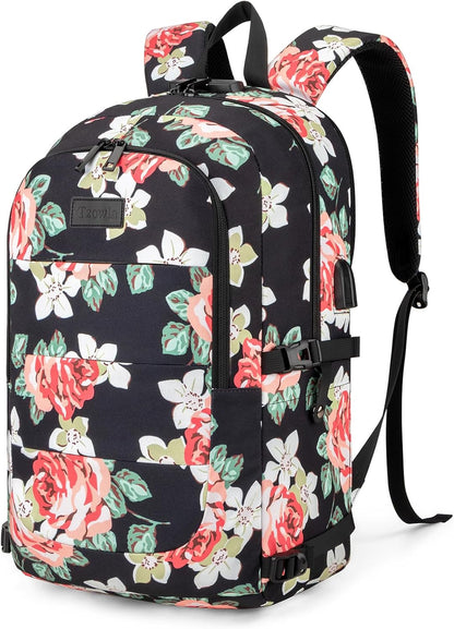 Tzowla Laptop Travel Slim School Backpack Water Resistant Anti-Theft Bag with USB Charging Port and Lock 15.6 Inch Computer Business Backpacks for Men Women College Student Gift,Bookbag Casual Daypack