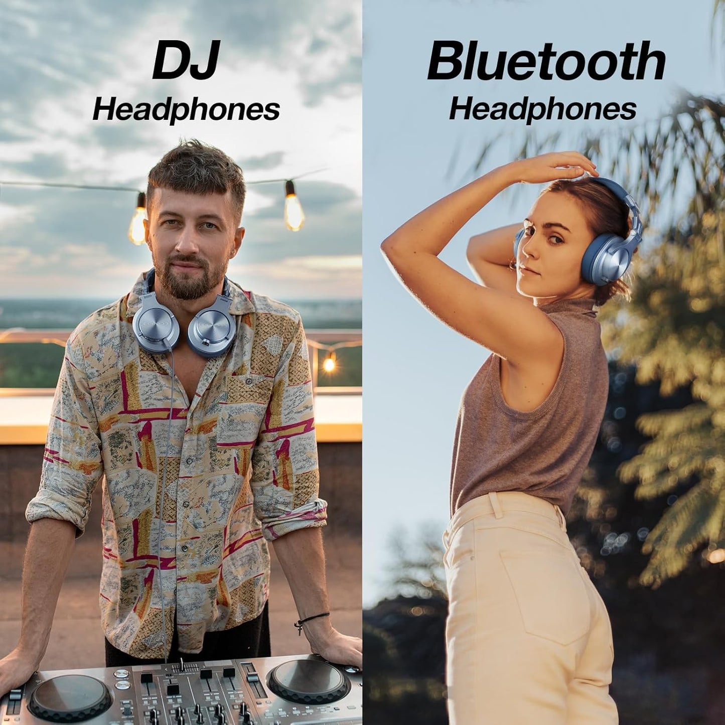 OneOdio A70 Fusion Bluetooth Over Ear Headphones with 72H Playtime, Studio DJ Headphones with Share-Port, Wired and Wireless Recording Headphones with Stereo Sound for Electric Drum Piano Guitar AMP