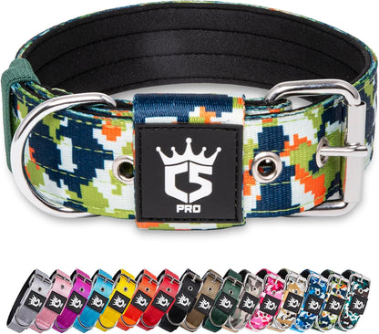 TSPRO Tactical Dog Collar 1.5 inch Wide Dog Collar Military Grade Strong Dog Collar Thick Dog Collar Heavy Duty Metal Buckle Dog Collar(Green-L)