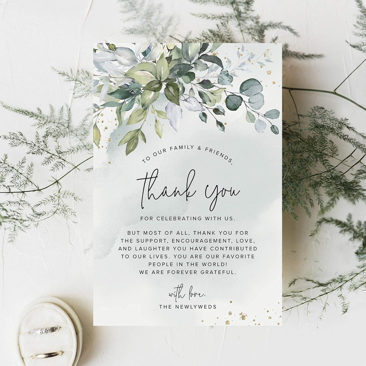 Bliss Collections Thank You Cards - Cards for Weddings, Receptions, Bridal Showers, Baby Showers, Graduations, Special (Rustic Greenery - 25 pieces)