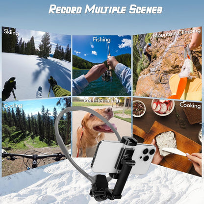 Neck Phone Holder Laelr Hand Free Phone Neck Holder Chest Mount for Recording Neck Mount for Phones Compatible with iPhone 16/15/14/13/12 Seires Android GoPro Insta360 DJI and Action Cameras POV/VLOG