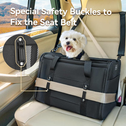Petsfit Pet Carrier Airline Approved, Soft-Sided Cat Carrier with Patented Car Buckle, Lightweight and Collapsible with Adjustable Shoulder Strap, Soft Cushion,Green