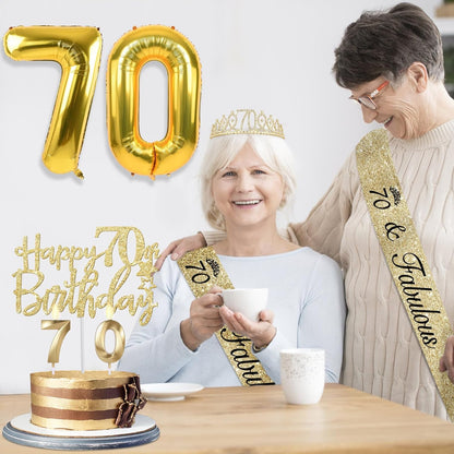 65th Birthday Decorations for Women, Including 65th Birthday Sash and Crown, Cake Topper and Candles, Number Balloons Rose Gold, 65 Year Old Gifts for Women