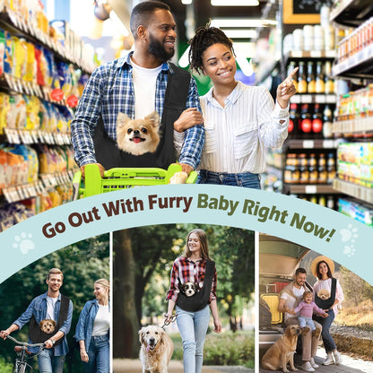 Pawaboo Small Dog Sling Carrier, Reversible Hands Free Dog Sling Carrier for Small Dogs and Cats, Puppy Sling Carrier with Adjustable Strap Buckle & Safety Harness, Puppy Essentials, Grey