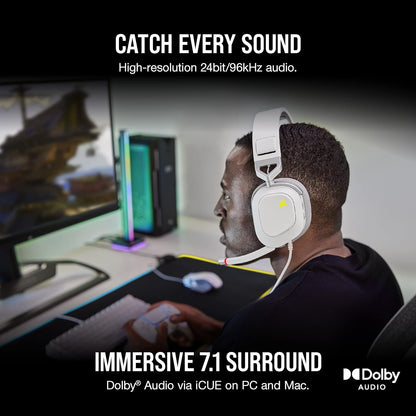 Corsair HS80 RGB USB Premium Gaming Headset with Dolby Audio 7.1 Surround Sound (Broadcast-Grade Omni-Directional Microphone, Memory Foam Earpads, High-Fidelity Sound, Durable Construction) Carbon