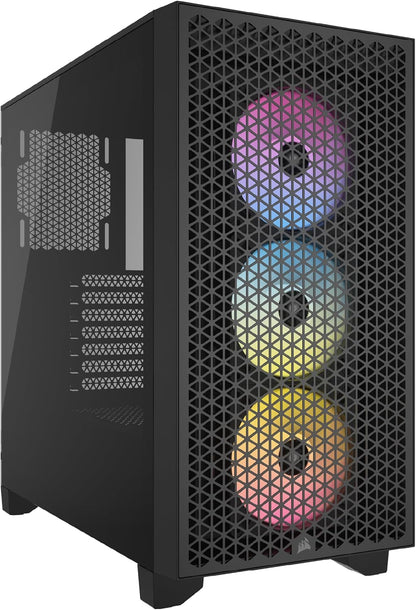 CORSAIR 3000D Airflow Mid-Tower PC Case – 2X SP120 Elite Fans – Four-Slot GPU Support – Fits up to 8X 120mm Fans – High-Airflow Design – Black
