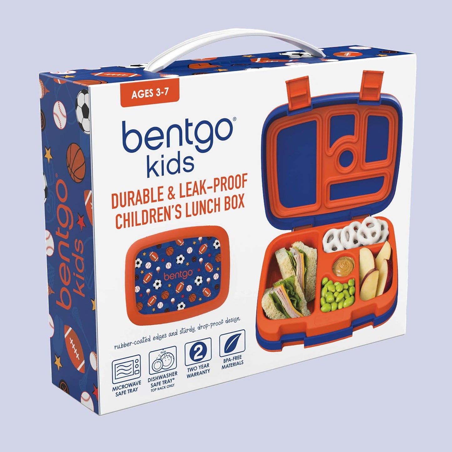 Bentgo Kids Prints Leak-Proof, 5-Compartment Bento-Style Kids Lunch Box - Ideal Portion Sizes for Ages 3-7, Durable, Drop-Proof, Dishwasher Safe, & Made with BPA-Free Materials (Green Rainbow)