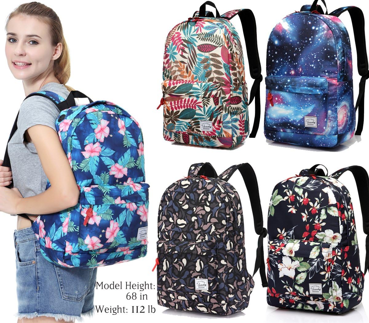 VASCHY Lightweight School Backpack for Women with Sleeve for 14" Laptop