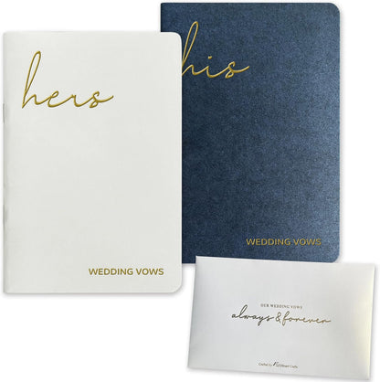 WeddingGiftsWedding Vow Books His and Hers Soft Touch Gold Foil Engraving Vow Books Wedding Essentials Wedding Accessories(TR-HH-Black)