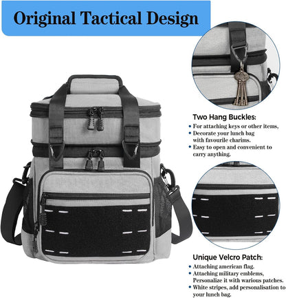 Lunch Box Cooler Bag - Insulated Tactical Lunchbox for Men - XLarge Lunch Pail Lunch Kit for Adults Work Outdoor Shifts Trips Black Camo 25L