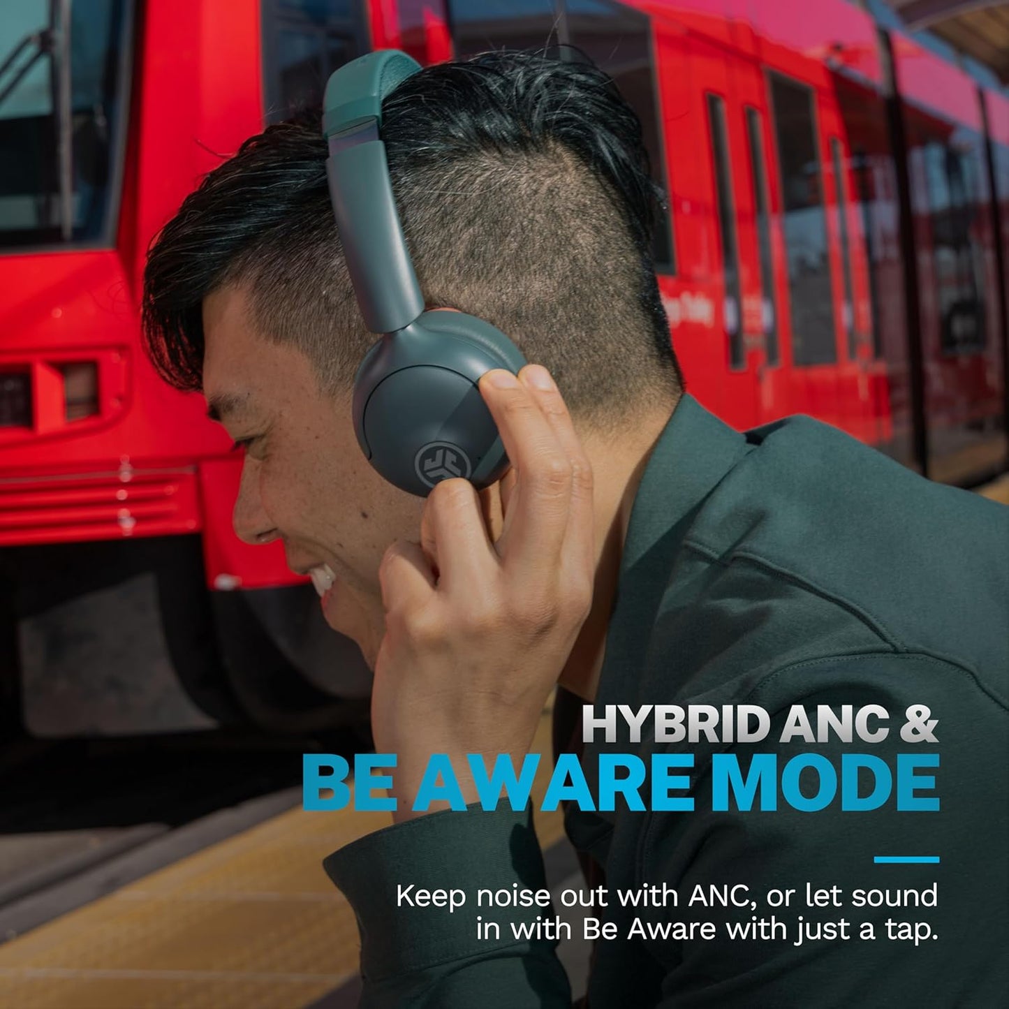 JLab Go Lux ANC Wireless Headphones, Cloud White, Hybrid Active Noise Cancelling, Premium On-Ear Bluetooth Headset, Customizable Sound, Be Aware Mode, Cloud Foam Comfort, Multipoint Connection