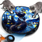Interactive Cat Toy with Motion Activated Ball & 7-Hole Play Mat, Hide and Seek Exercise Game for Indoor Cats, Automatic Moving Cat Ball in Pouch, Rechargeable Cat Toys(Starry Night)