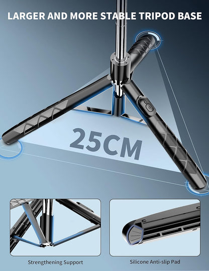 71" Phone Tripod & Selfie Stick, All in One Extendable Cell Phone Tripod with Wireless Remote, Travel Tripods Stand for iPhone 360° Rotation Compatible with iPhone Android Phone, Camera