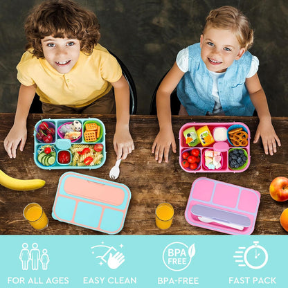 MaMix Bento Lunch Box Adult, Kids, Lunch Containers for Adults/Kids/Students,1300ML-4 Compartment (Blue)