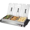 NutriChef Electric Warming Tray, 21" x 16" Glass Food Warmer for Buffets
