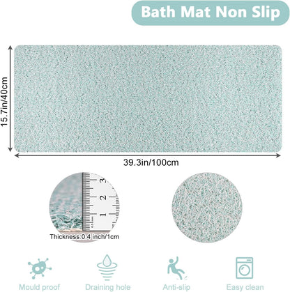 Square Shower Mat, Non Slip Bath Mat, Loofah Shower Stall Mats for Walk-in Shower, 32 x 32 Inches Shower Floor Mat with Drain, Bath Mats for Showers Bathroom, Tub, Seniors