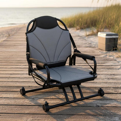 SM SunniMix Rotatable Kayak Seat Featuring Aluminum Construction Paddleboards Swivel Chair With Mesh Armrest Ergonomic Support Wide Base Suitable for Outdoor Boating Fishing Paddling