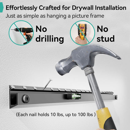 Auoace No Stud TV Wall Mount for 22-55 inch TVs, Drywall Studless TV Hanger Tilts Up to 5°, Low Profile Studless TVs Wall Mount, Easy to Install for Bedroom, Living Room
