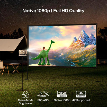 Aurzen Boom mini Google TV 4K Supported Smart Projector with WiFi and Bluetooth, Outdoor & Home Movie Projector with 20W Speakers DoIby Audio, Real-Time Focus & Keystone, 500 ANSI Lumens, Black