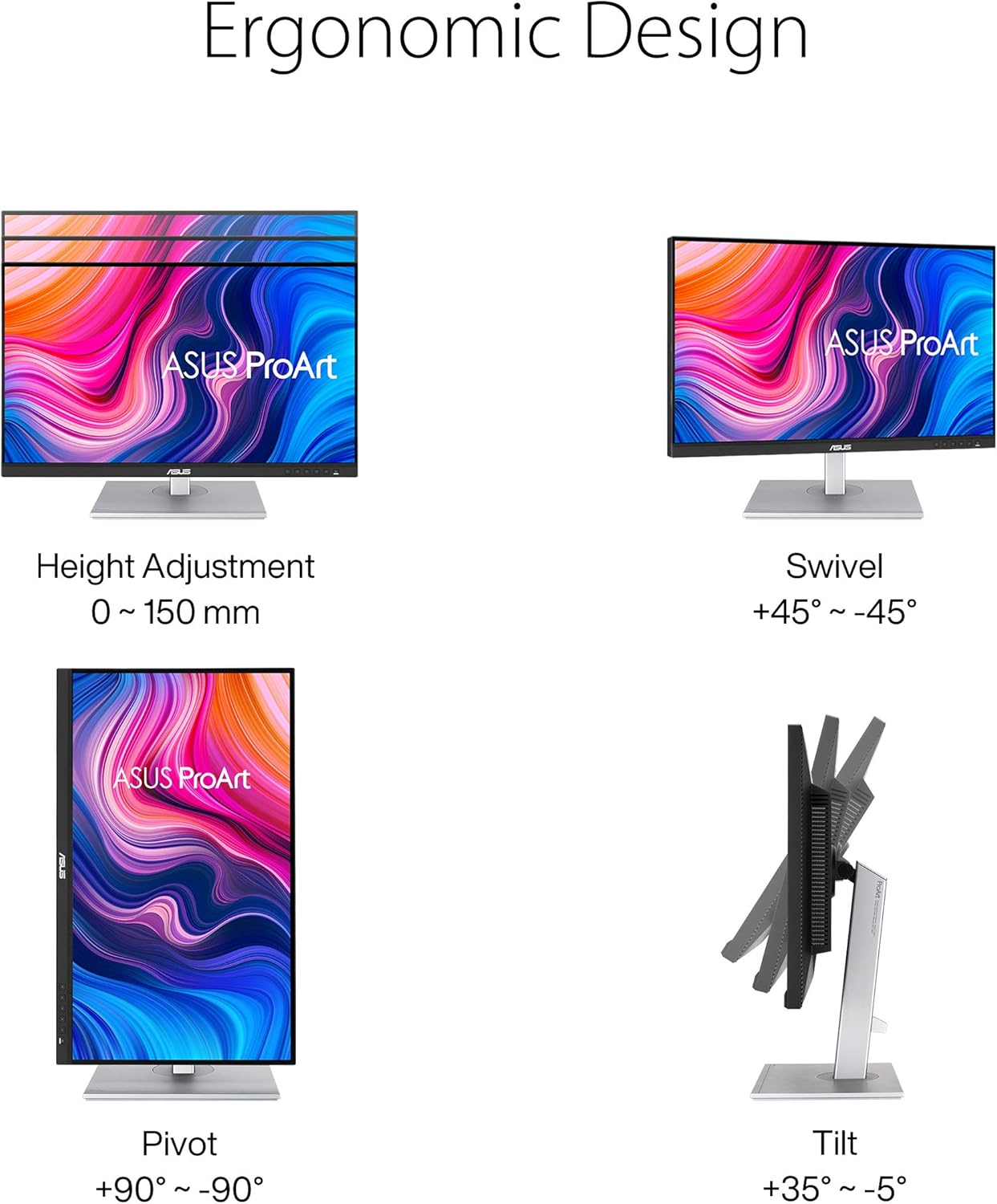 ASUS ProArt Display PA279CV 27” 4K HDR UHD (3840 x 2160) Monitor, IPS, 100% sRGB/Rec. 709, ΔE < 2, USB-C DisplayPort HDMI USB hub, Calman Verified, Eye Care, Tilt Pivot Swivel Height Adjustable