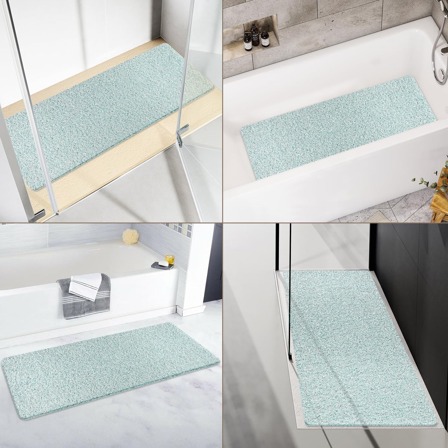 Square Shower Mat, Non Slip Bath Mat, Loofah Shower Stall Mats for Walk-in Shower, 32 x 32 Inches Shower Floor Mat with Drain, Bath Mats for Showers Bathroom, Tub, Seniors