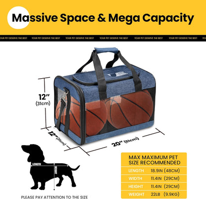 Conlun Cat Carrier Airline Approved, Soft-Sided Dog Carrier with Inner Safety Leash, Pet Transport Carrier for Small-Medium Cats Puppies up to 15 Lbs, Collapsible Travel Kitten Carrier Bag -Black M