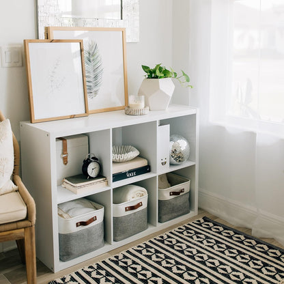 OrganiHaus Large Fabric Storage Baskets for Shelves 3 Pack, 15x11in Closet Storage Bins for Shelves, Cloth Baskets, Fabric Storage Cubes, Linen Closet Organizers, Fabric Basket, White Basket