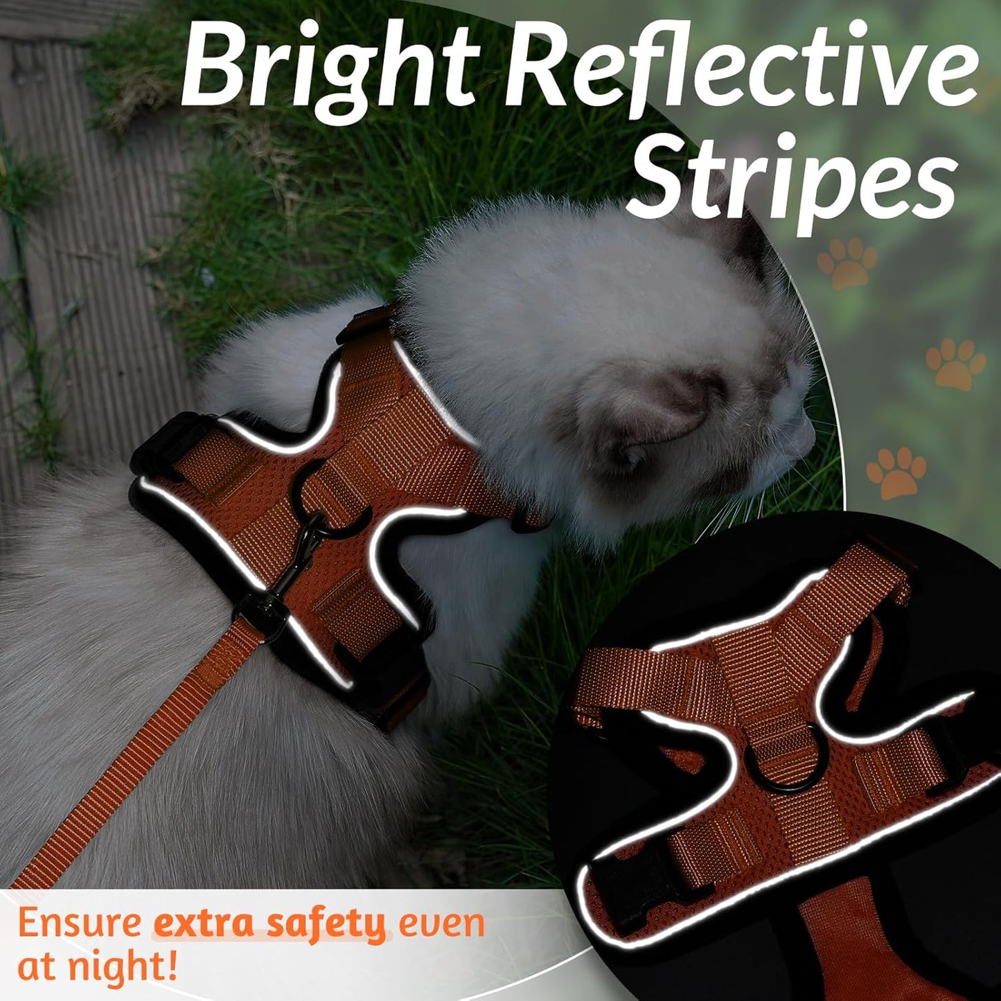 rabbitgoo Cat Harness and Leash for Walking, Escape Proof Soft Adjustable Vest Harnesses for Small Medium Cats, Easy Control Breathable Reflective Strips Jacket, XS, Black