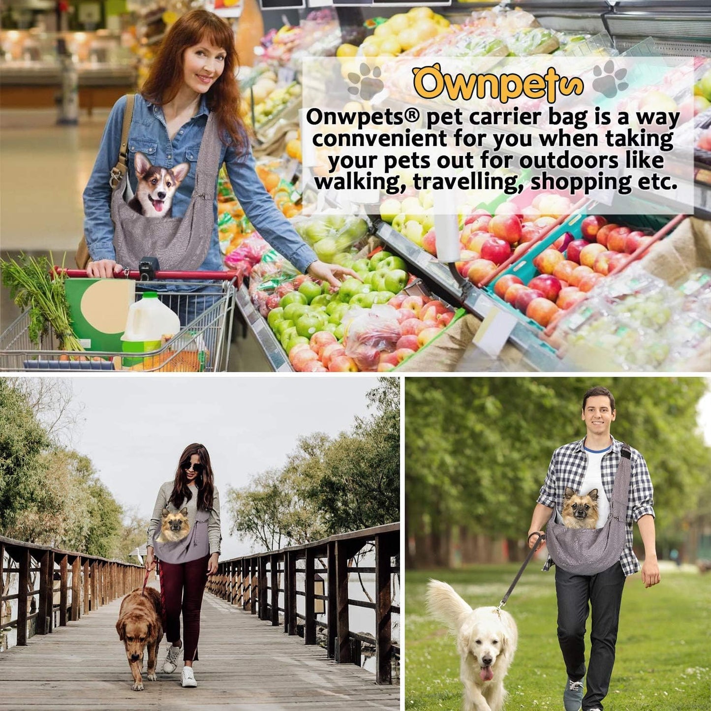 Ownpets Pet Sling Carrier Bag Safe, Fit Medium&Small Size Cats&Dogs, The Maximum Load 9~13lb Comfortable, Adjustable, Perfect for Daily Walk, Outdoor Activity and Weekend Adventure, Pink