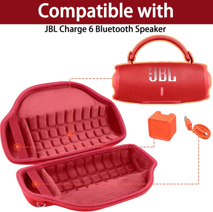 co2CREA Case for JBL Charge 6 Waterproof Portable Bluetooth Speaker, Hard Travel Case with Detachable Shoulder Strap (White Case)