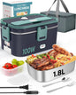 Eocolz Electric Lunch Box Food Heater, 100W - 1.8L Stainless Steel Container 12V/24V/110-230V Portable Food Warmer Lunch Box for Car/Truck/Home, 3 in 1 Lunch Boxes with Spork & Insulated Carry Bag