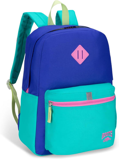 Roots Kids Lightweight Backpack — Made from 100% Recycled Fabrics with Rain Flap, Bottle Pocket, Reflective Accent, and Back Padding — 22.5 litres, Pink & Purple