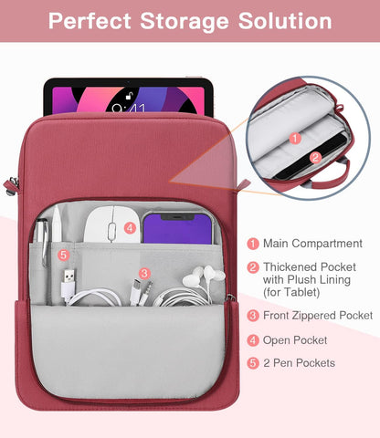 MoKo 13.3-14 Inch Laptop Sleeve Bag Fits MacBook Pro M3/M2 14" 2023, MacBook Pro 13" M2, New MacBook Air 13.6" M3/M2 2024/2022,Tab S8 Ultra 14.6",Handle Carrying Case with Shoulder Strap, Black & Gray - PuriLite