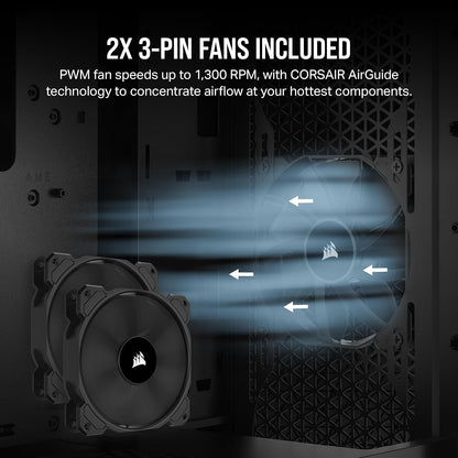 CORSAIR 3000D Airflow Mid-Tower PC Case – 2X SP120 Elite Fans – Four-Slot GPU Support – Fits up to 8X 120mm Fans – High-Airflow Design – Black