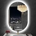 OUMUSU 24"x36" Oval LED Bathroom Mirror, Anti-Fog Bathroom Mirror with Light, Stepless Dimmable, 3 Colors, Shatterproof, Vertical or Horizontal