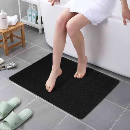 HITSLAM Shower Mat Non Slip, 24 x 16 Inch Bathtub Mat Non Slip with Drain, Soft PVC Loofah Bath Mat for Tub, Quick Drying Bathroom Shower Mat, Grey