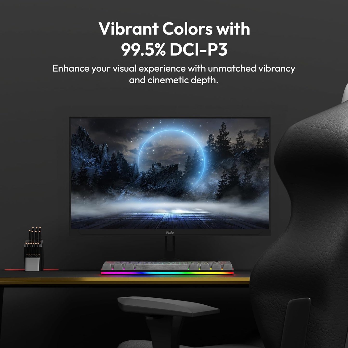 Pixio PX248 Wave 24 inch 200Hz Refresh Rate FHD 1080p Resolution Fast IPS Panel 1ms GTG Response Time Adaptive Sync Gaming Monitor with Adaptive Sync