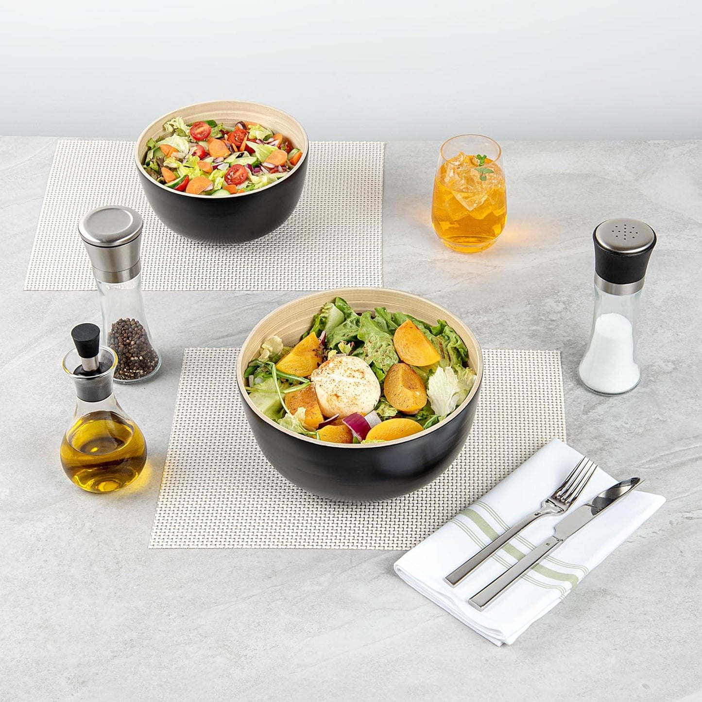 Restaurantware-Bambuddha 15 Ounce Small Salad Bowl, 1 Heavy-Duty Round Salad Bowl - Sustainable, Reusable, Black Bamboo Serving Dish, for Serving Salads, Fruits, and Appetizers