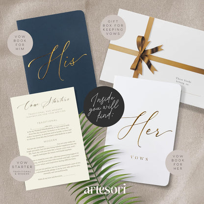 ARTESORI Wedding Vow Book for Her & Him, Soft Touch, Gold Foil Engraving, 28 Lined Pages, Wedding Vow Books His and Hers, Wedding Essentials, Wedding Registry Ideas, His and Hers Gifts [Mint & Sage]