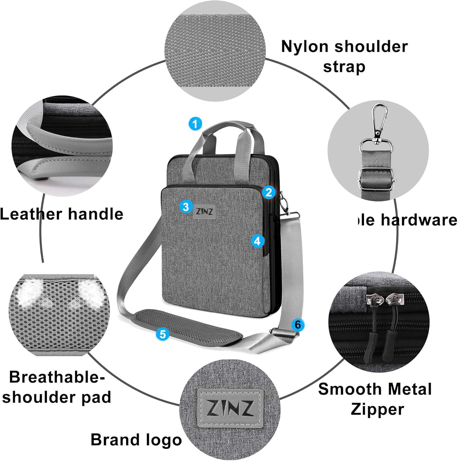 ZINZ Slim & Expandable Case 12.9 13 inch Travel Laptop Shoulder Bag for MacBook Air 13" M3/M2/M1, MacBook Pro 13" M2/M1, iPad Pro 12.9"/13"/11", iPad Air 13",L01G03 - PuriLite