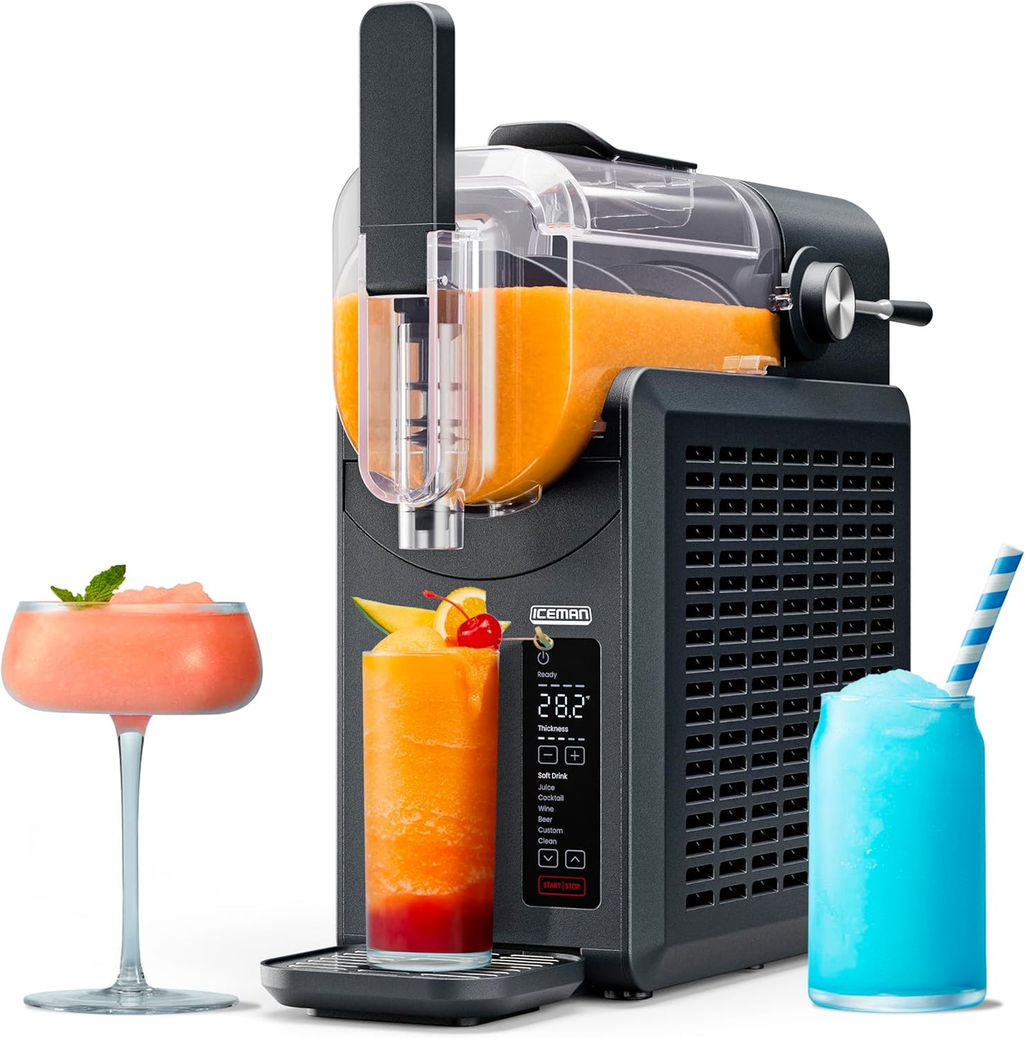 Iceman by Chefman Slush-Ease MAX 90oz Slushie Machine, 64oz Liquid Capacity Frozen Drink Maker & Slushy Machine with 5 Presets and LED Display, Perfect for Frozen Margaritas, Frappes, Smoothies