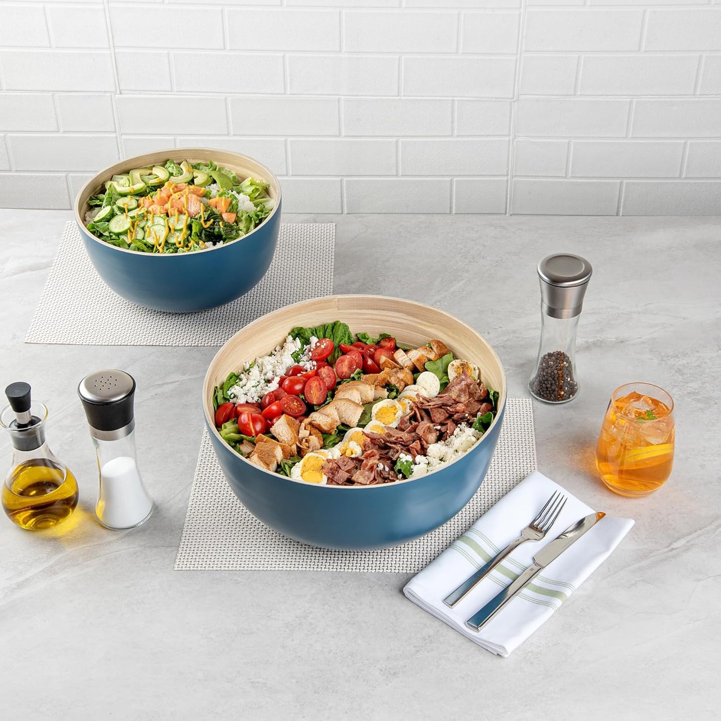 Restaurantware-Bambuddha 15 Ounce Small Salad Bowl, 1 Heavy-Duty Round Salad Bowl - Sustainable, Reusable, Black Bamboo Serving Dish, for Serving Salads, Fruits, and Appetizers