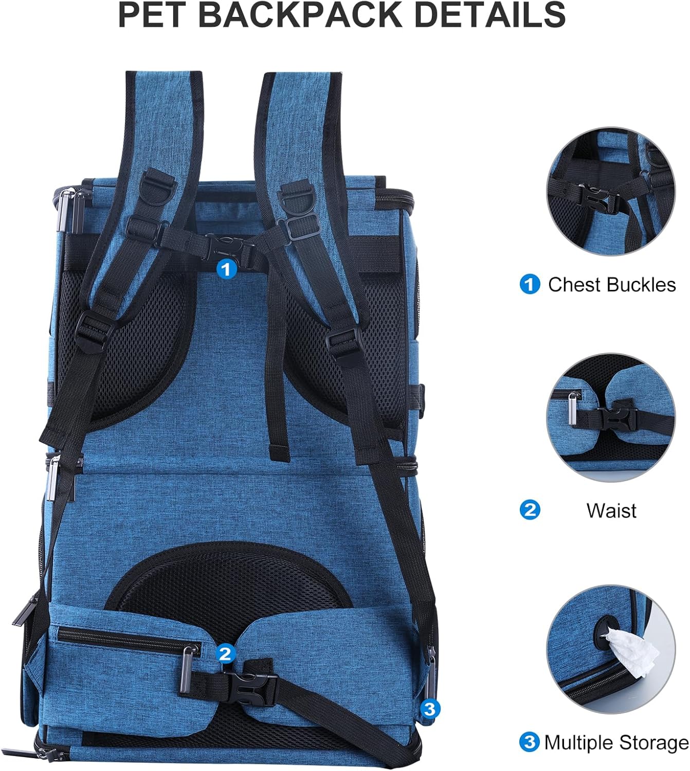 Double Cat Carrier for 2 Cats,Dog Backpack Carrier for Medium Dogs,Double Compartment Pet Carrier Backpack for Dual Pets,for Outdoor Traveling/Stroll and Picnic