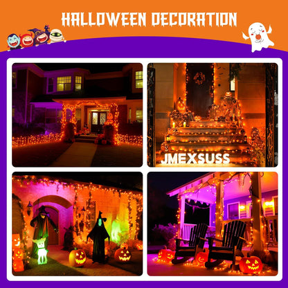 JMEXSUSS 2 Pack 75.5ft Orange Solar Christmas Lights, Total 400 LED Solar String Lights Outdoor Waterproof, 8 Modes Orange Halloween Lights for Tree Patio Garden Thanksgiving Halloween Decorations