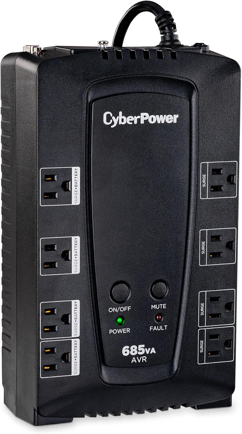 CyberPower CP685AVRG AVR UPS System, 685VA/390W, 8 Outlets, Compact