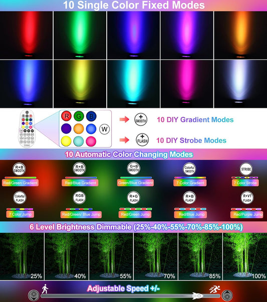 CRODIAL 15W RGB Landscape Lighting Color Changing 12 Pack