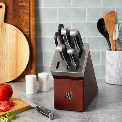 HENCKELS Statement 15Piece White-Handled Knife Block Set with Shears, Sharpening Steel - Dishwasher Safe, Ergonomic Handle